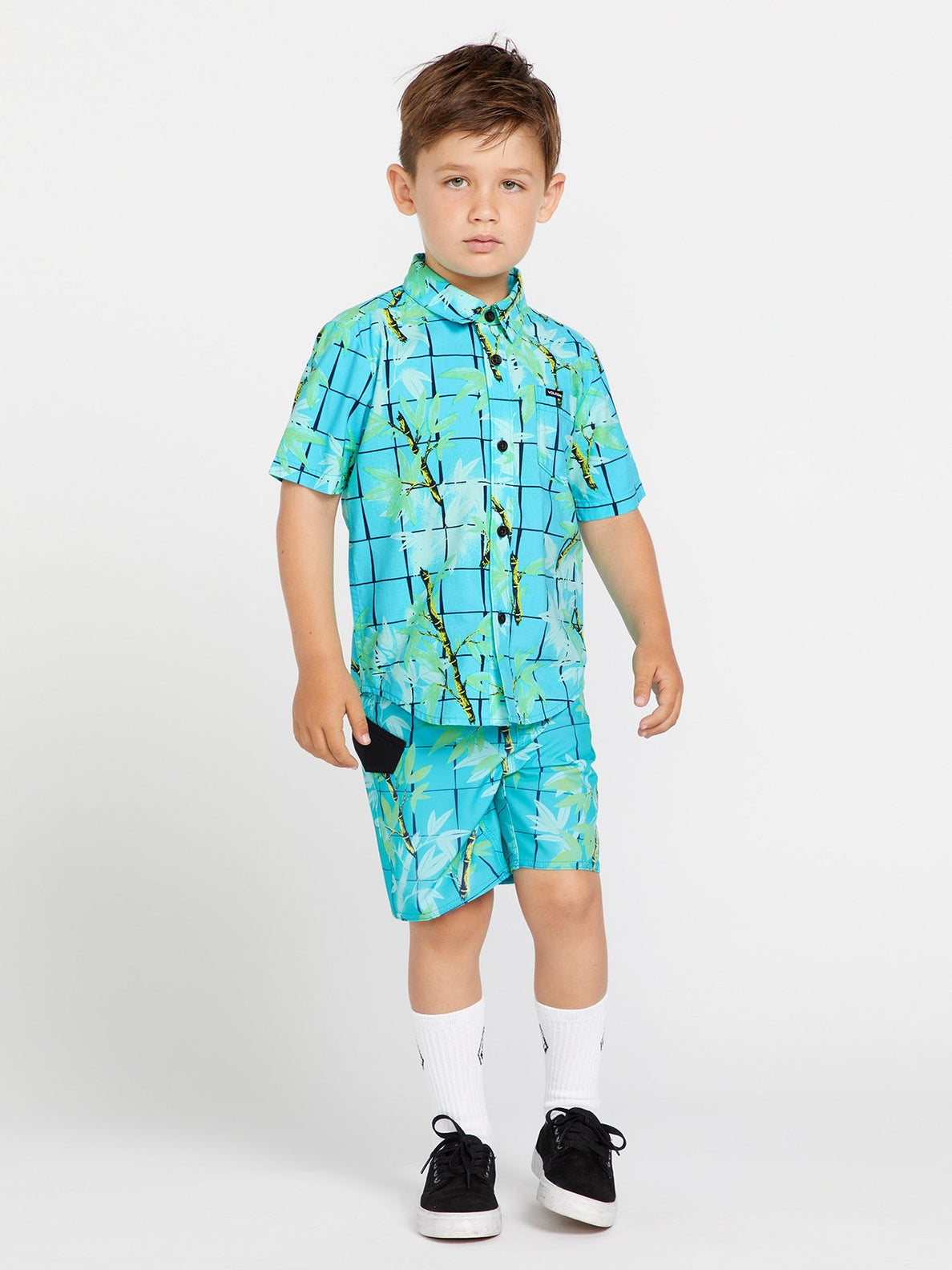Little Boys Bamboozeled Floral Short Sleeve Shirt - Clearwater