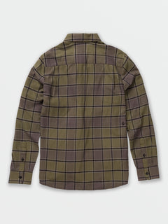 Big Boys Caden Plaid Long Sleeve Flannel - Military (C0532203_MIL) [B]