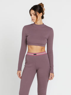 Lived In Lounge Mock Neck Long Sleeve Top - Acai