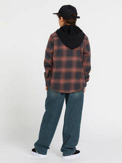 Big Boys Neta Stone Hood Long Sleeve Flannel - Stealth