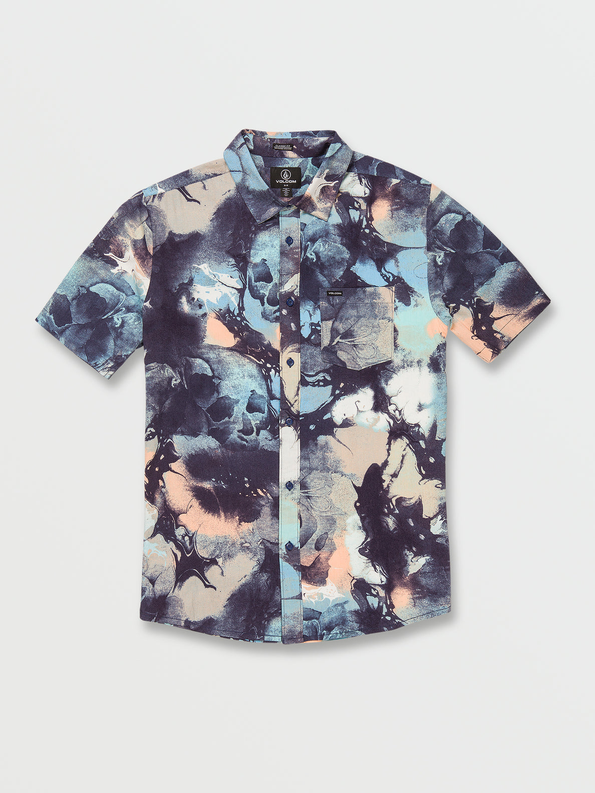 Skulli Print Short Sleeve Shirt - Navy (A0412302_NVY) [F]