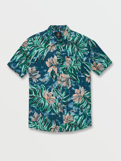 Marble Floral Short Sleeve Shirt - Aged Indigo (A0412308_AIN) [F]