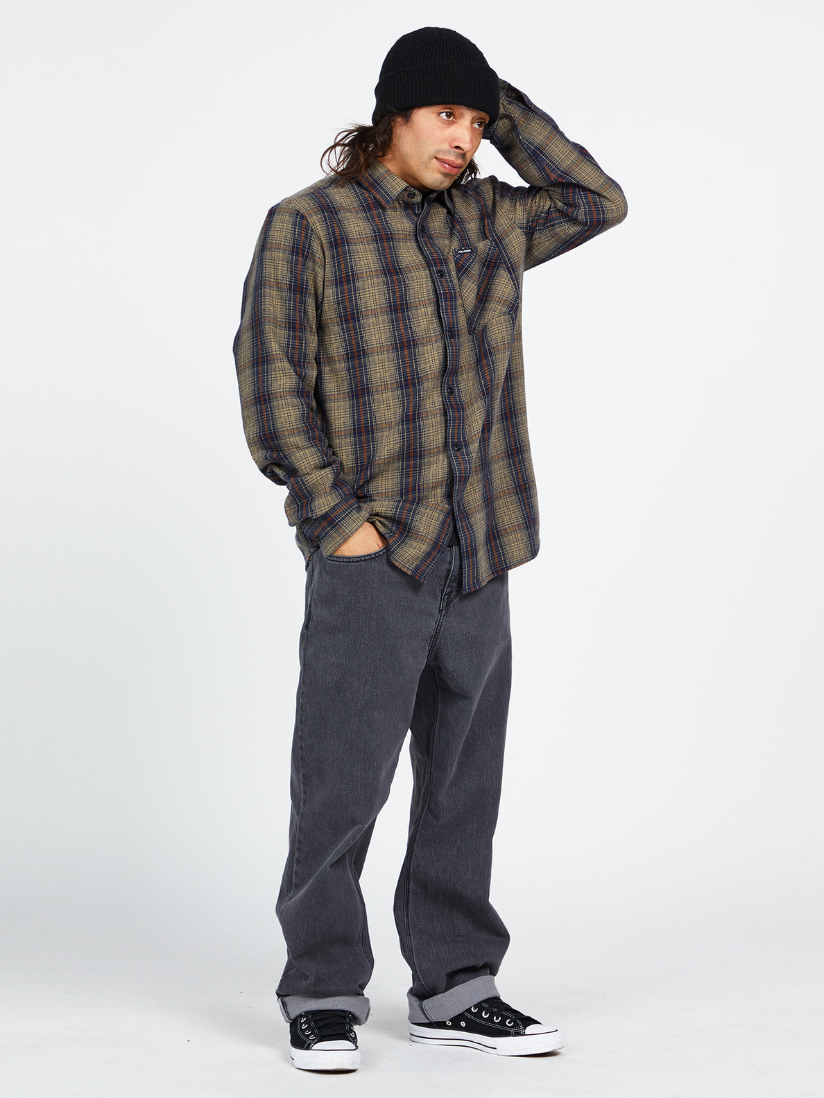 Heavy Twills Long Sleeve Flannel - Khaki (A0542205_KHA) [4]