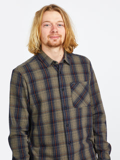 Heavy Twills Long Sleeve Flannel - Khaki (A0542205_KHA) [B]