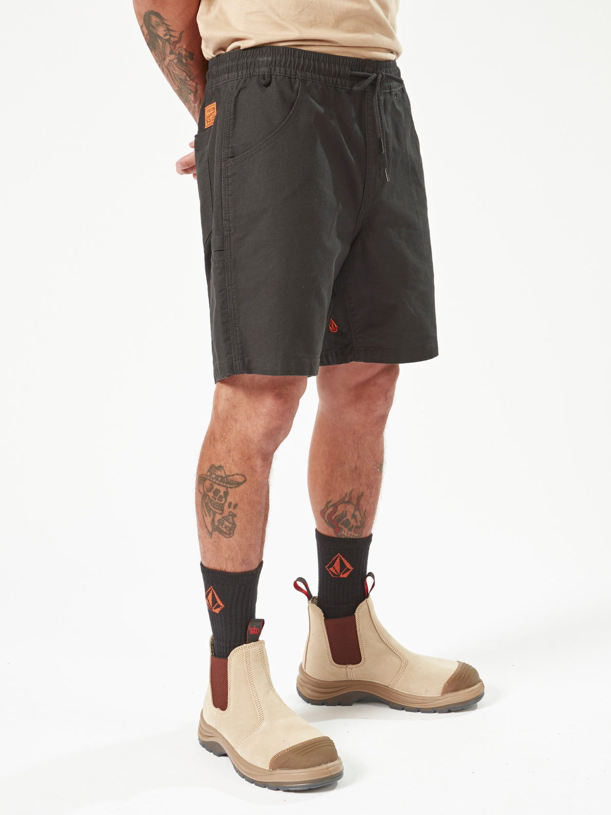 Volcom Workwear Caliper Elastic Waist Shorts - Black (A1002005_BLK) [3]