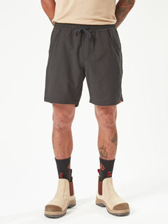 Slab Elastic Waist Shorts - Black (A3202201_BLK) [1]