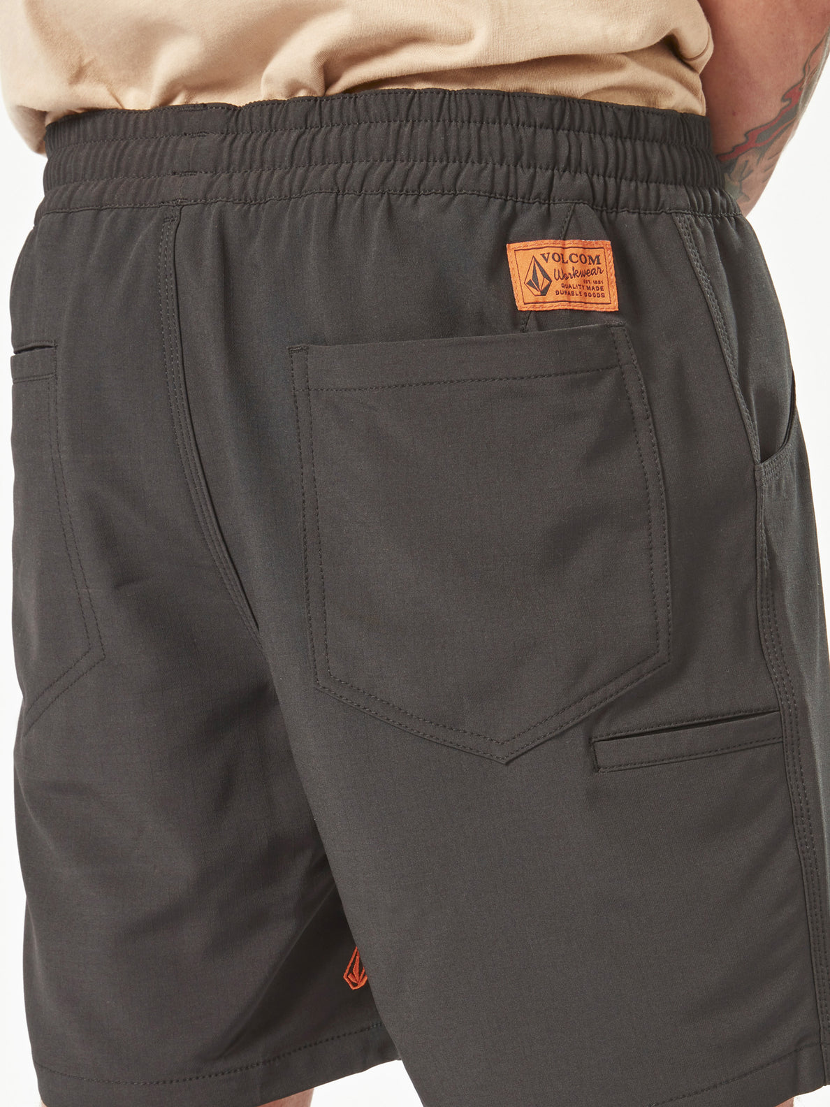 Slab Elastic Waist Shorts - Black (A3202201_BLK) [4]