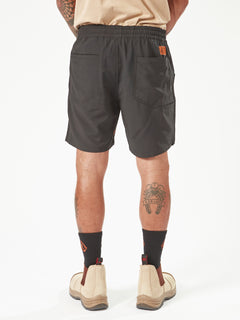 Slab Elastic Waist Shorts - Black (A3202201_BLK) [B]