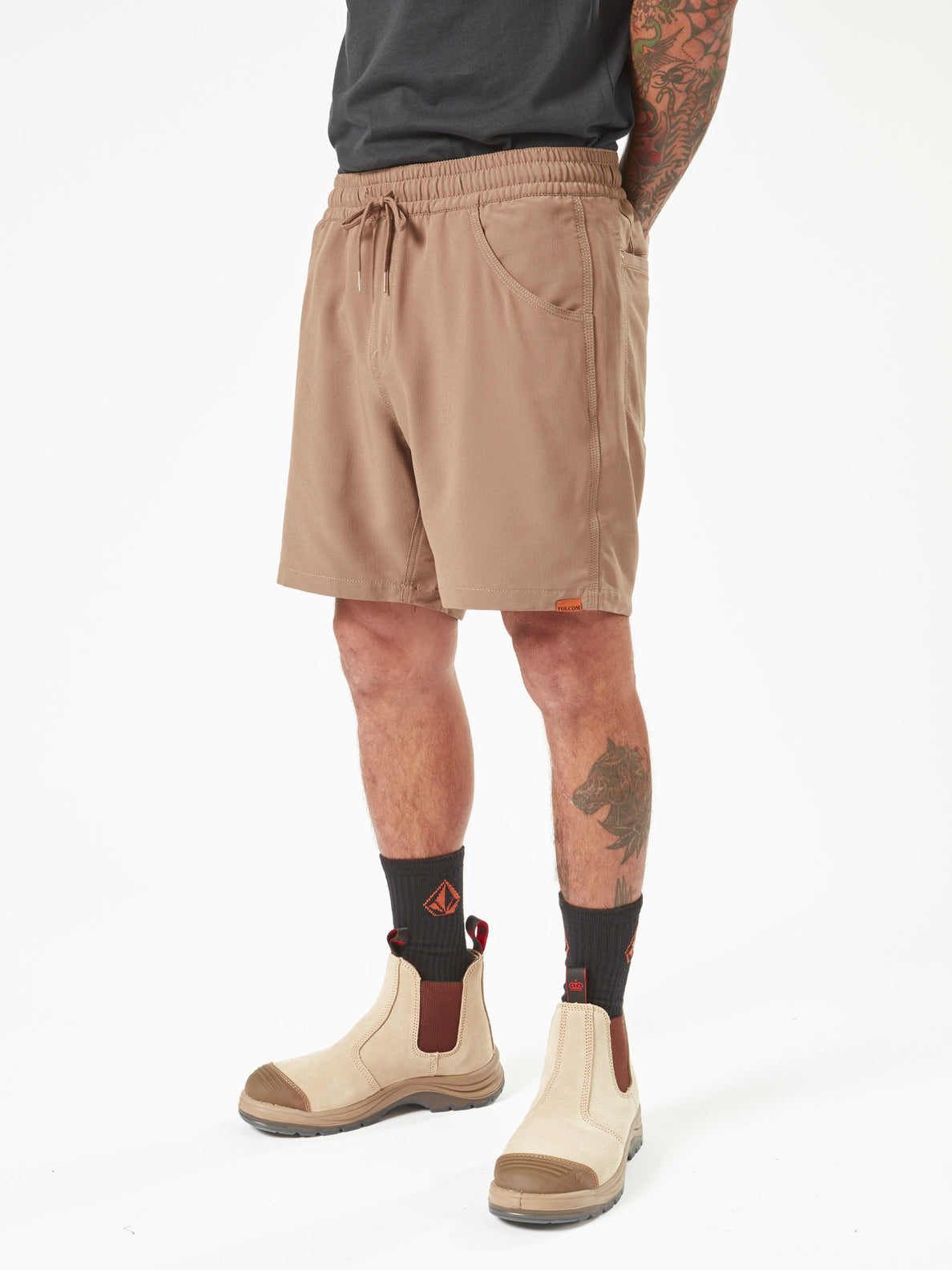 Slab Elastic Waist Shorts - Brindle (A3202201_BNL) [2]