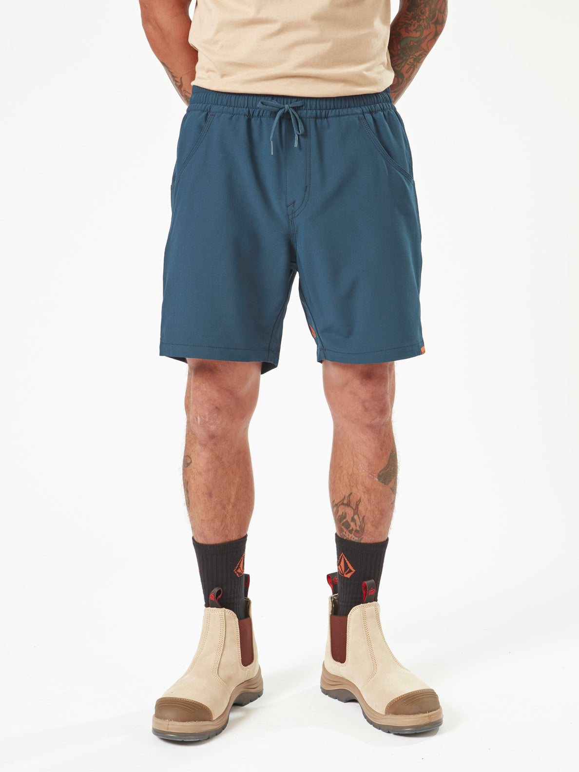 Slab Elastic Waist Shorts - Navy (A3202201_NVY) [1]