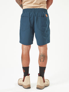 Slab Elastic Waist Shorts - Navy (A3202201_NVY) [B]
