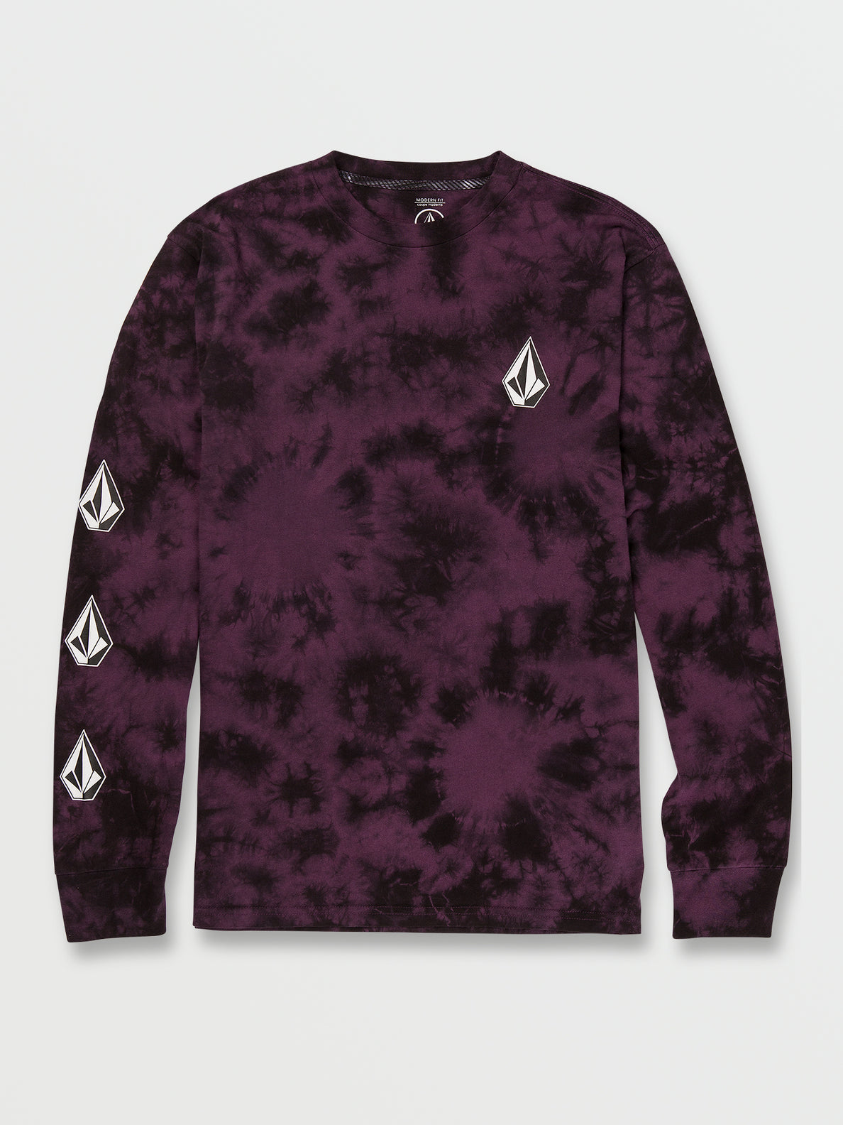 Iconic Stone Dye Long Sleeve Tee - Mulberry (A3632201_MUL) [F]