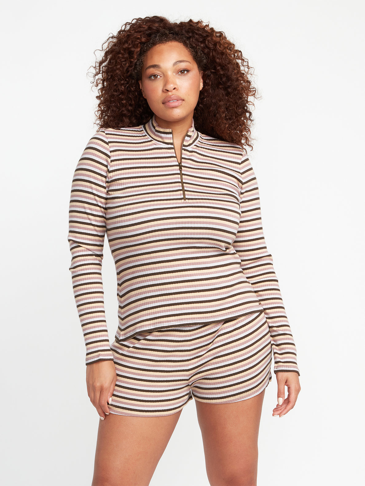 Stone Checked Long Sleeve Top - Espresso