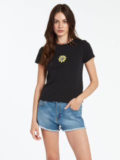 Have a Clue Flower Graphic Tee - Black