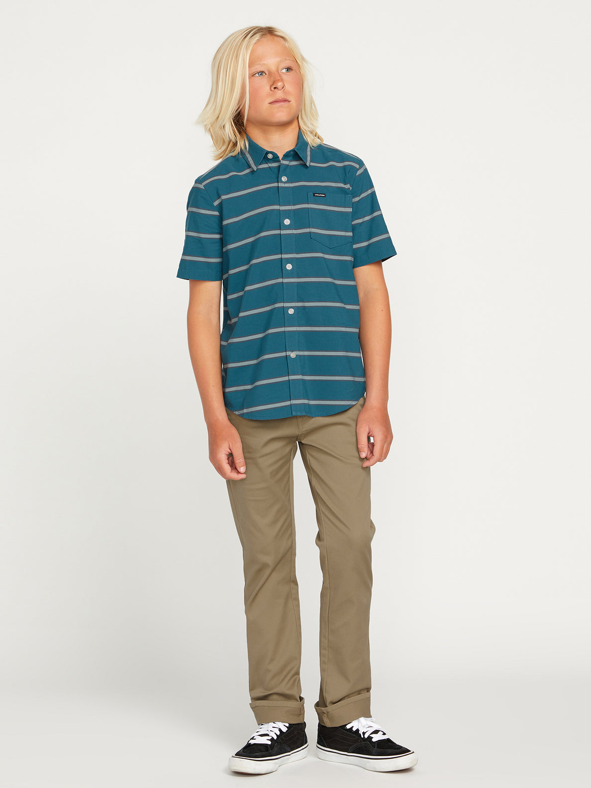Big Boys Sayzon Stripe Short Sleeve Shirt - Aged Indigo (C0412331_AIN) [09]