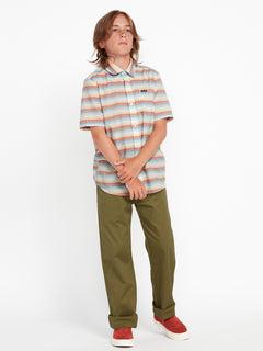 Big Boys Veecee Stripe Short Sleeve Shirt - Whitecap Grey (C0422330_WCG) [10]