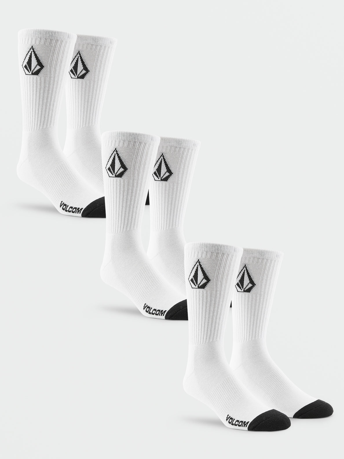 Full Stone 3 Pack Socks - White (D6302004_WHT) [B]