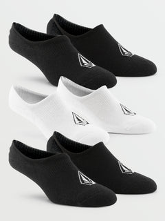 No Show Stone Socks 3 Pack - Black White