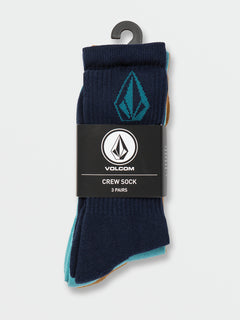 Full Stone 3 Pack Socks - Coastal Blue (D6332204_CBL) [B]