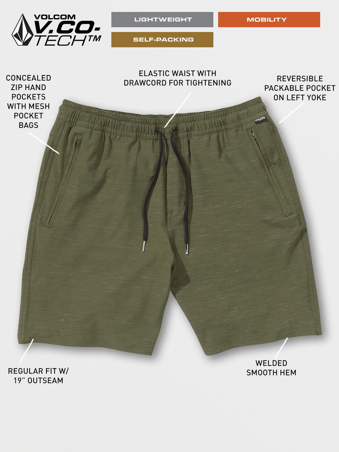 Wrecpack Hybrid Shorts - Military