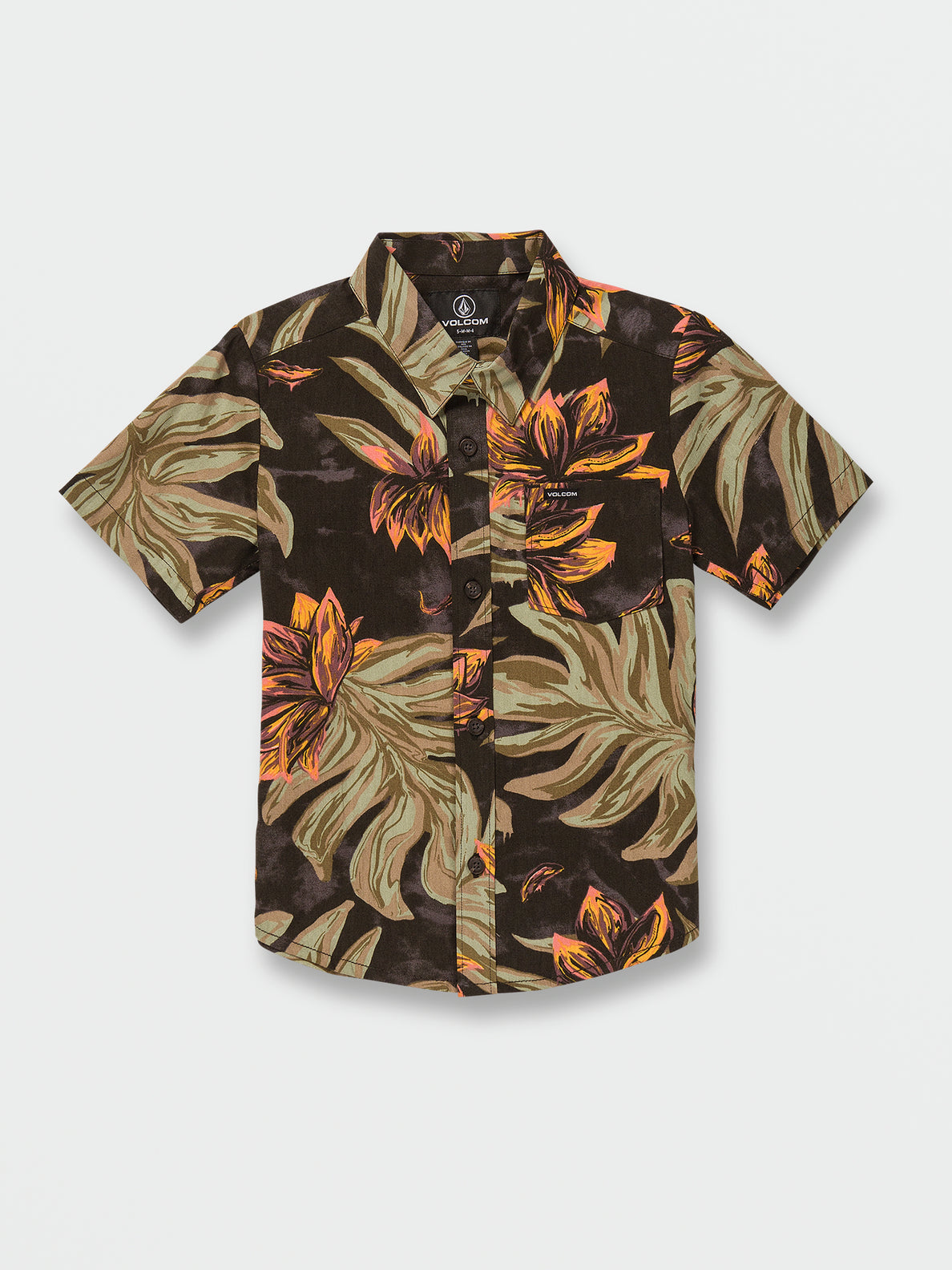 Little Boys Marble Floral Short Sleeve Shirt - Rinsed Black (Y0412308_RIB) [F]