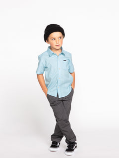 Little Boys Salford Woven Short Sleeve Shirt - Washed Blue (Y0432201_WBU) [62]