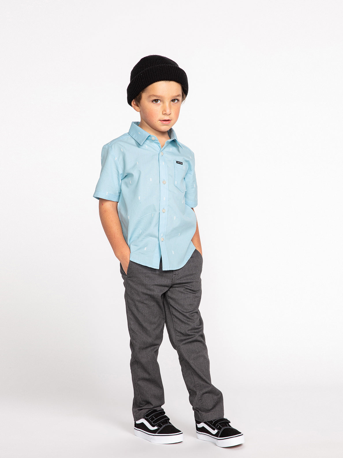 Little Boys Salford Woven Short Sleeve Shirt - Washed Blue (Y0432201_WBU) [70]