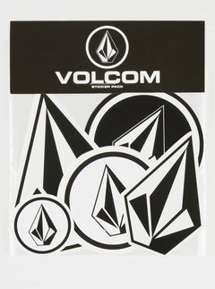 Volcom Sticker Pack In Black White, Front View